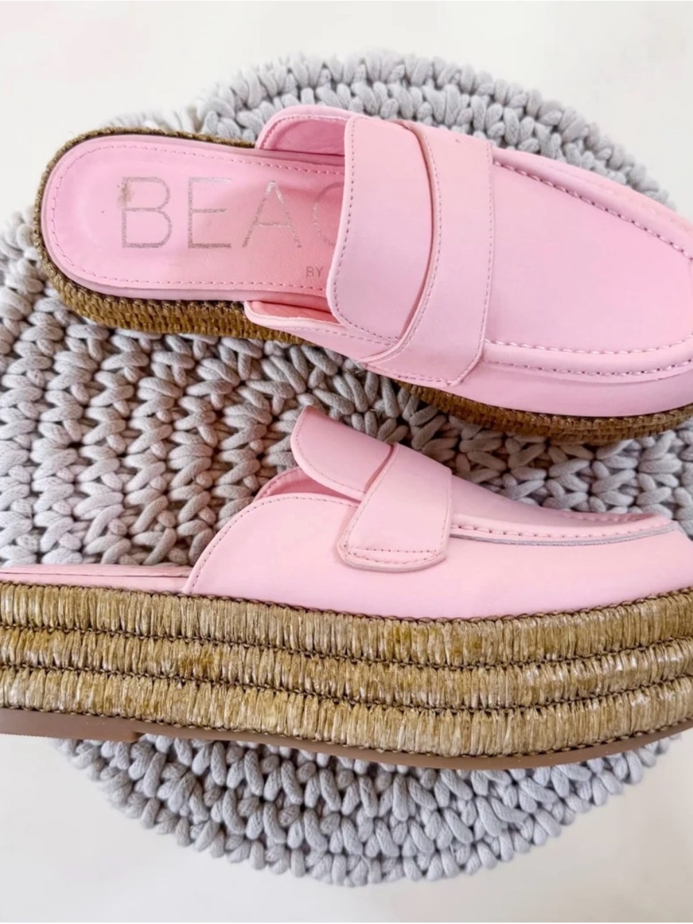 Bea Pink Platform Mule Loafers for Women